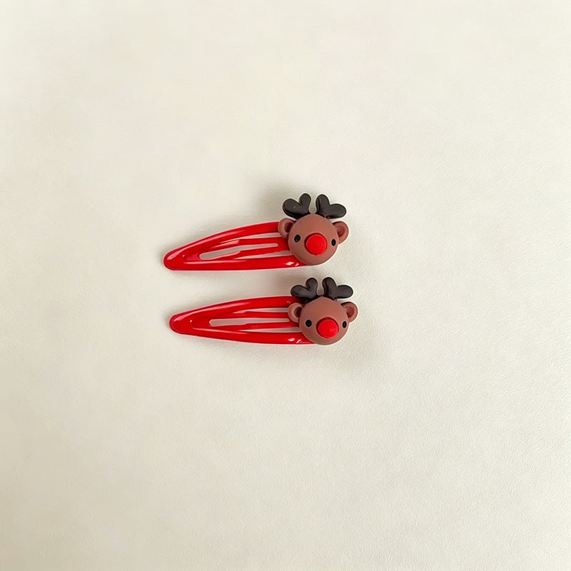 Christmas BB clip hairpin cartoon cute Santa hairpin red BB clip girl side clip bangs clip hair accessories