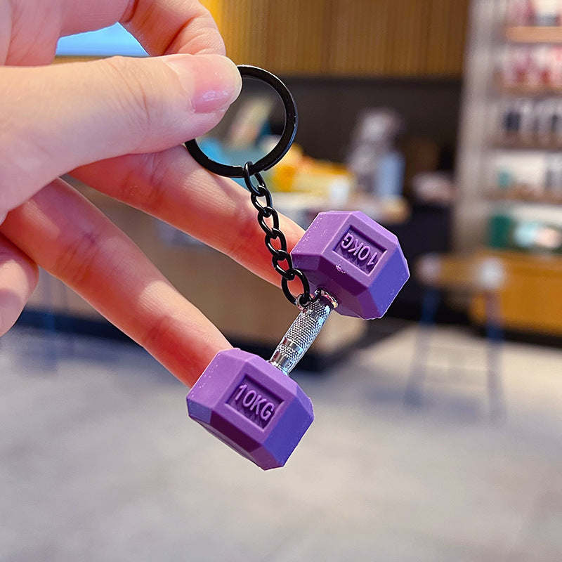 Creative Mini Fitness Barbell Piece Keychain Pendant Couple Car Bag Keychain Sports Small Pendant Wholesale