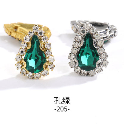 Pointed waterdrop claw rhinestone edge 4-hole hand-stitched rhinestone DIY headwear accessory clothing flash rhinestone accessory pointed waterdrop crystal buckle