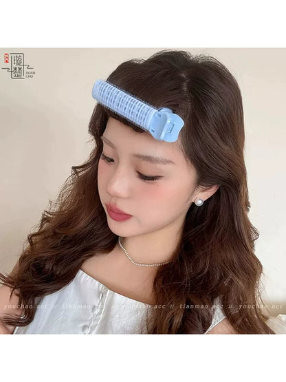 Lazy air bangs, curling tubes, female high skull top styling artifacts, forehead hair roots, fluffy clips, curling pins, headdresses