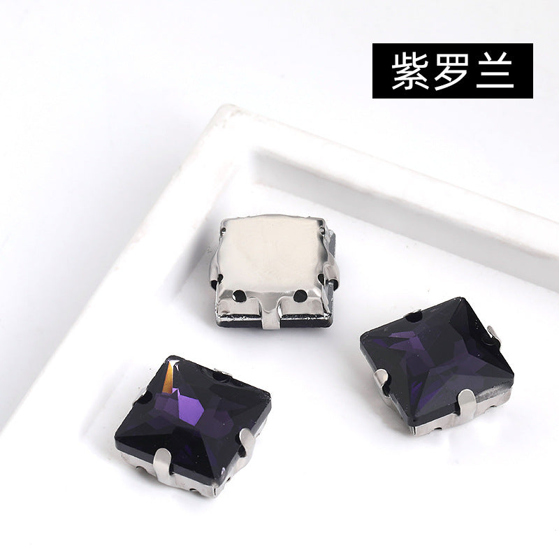 Square claw drill perforated hand sewing rhinestone wedding dress accessories handmade material accessories square claw drill