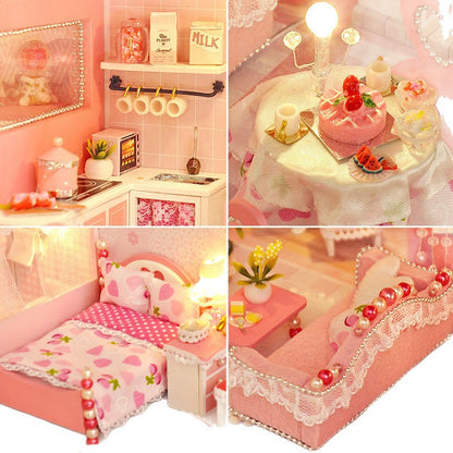 Craftsman DIY Cottage Loft Villa Handmade Assembly Princess Small House Miniatures Toys Birthday Gifts