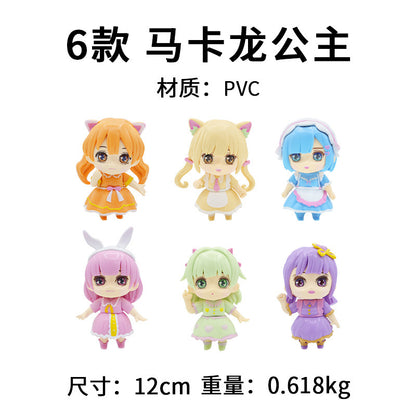 Figure Q version macaron princess 6 cake baking decoration ornaments angel baby wishing rainbow princess doll