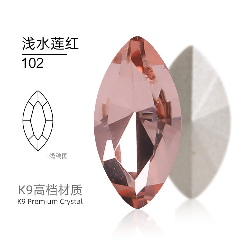 Cross-border Internet celebrity K9 diamond-shaped diamond pointed bottom, special-shaped marquise crystal diamond earrings, necklace accessories, nail art, sparkling diamonds