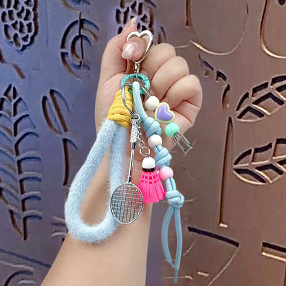 Creative miu badminton bracelet keychain pendant couple car key chain school bag pendant gift