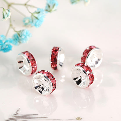 Handmade accessories diamond ring bead separator color bracelet diamond encrusted spacer wheel rim 6 8 10 12mm DIY jewelry accessories