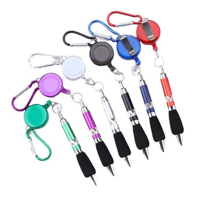 metal draw pen portable stretch ballpoint pen outdoor carabiner keychain telescopic writing pen wholesale