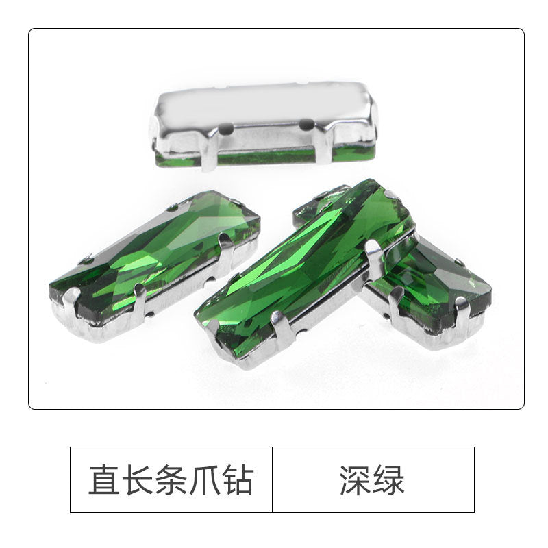 Xichuan Straight Long Claw Rhinestone Glass Hand-Stitched Diamond DIY Accessories Shoe Bag Handmade Materials White K with Claw Diamond