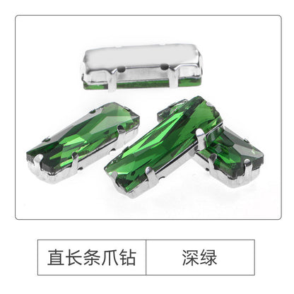 Xichuan Straight Long Claw Rhinestone Glass Hand-Stitched Diamond DIY Accessories Shoe Bag Handmade Materials White K with Claw Diamond