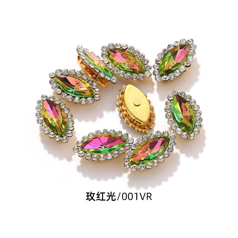 Horse Eye Sunflower Double-layer Hand-Stitched Diamond Shaped Edge Glass Diamond Clothing Bag DIY Accessories Manufacturer Wholesale