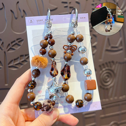 Creative Handmade DIY Fall and Winter Maillard Mobile Phone Chain Pendant Beaded Car Bag Keychain Charm Accessories