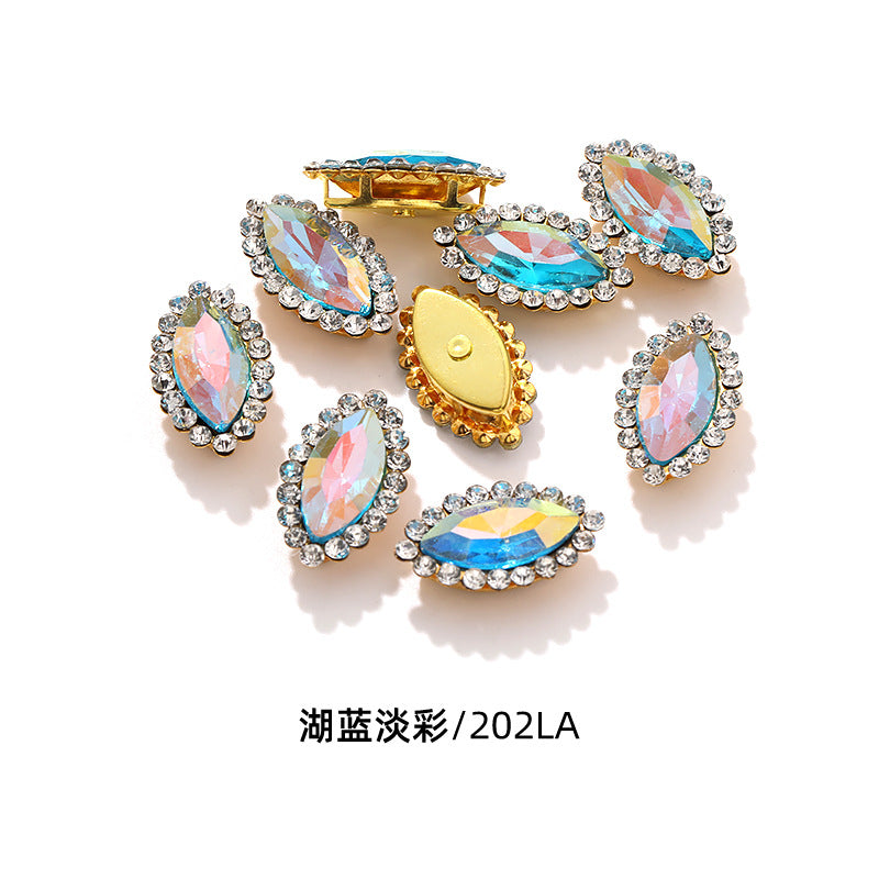 Horse Eye Sunflower Double-layer Hand-Stitched Diamond Shaped Edge Glass Diamond Clothing Bag DIY Accessories Manufacturer Wholesale
