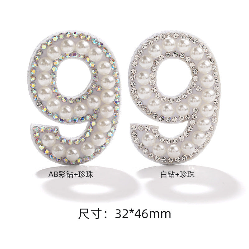 Hot Patch Non-Woven Digital Patches - DIY Clothing Accessories White Imitation Pearl Diamond