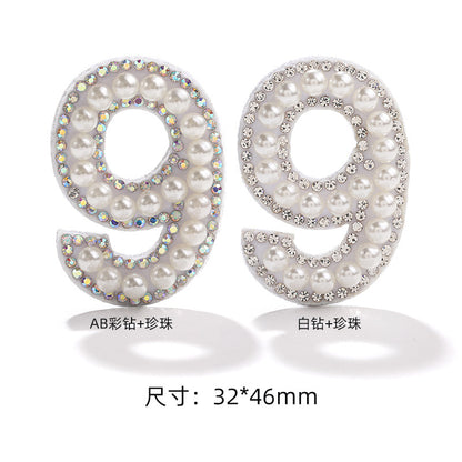 Hot Patch Non-Woven Digital Patches - DIY Clothing Accessories White Imitation Pearl Diamond