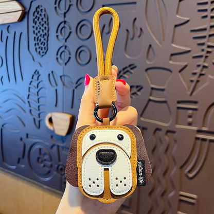 Creative PU leather Shiba Inu keychain doll pendant cute husky couple car keychain bag pendant