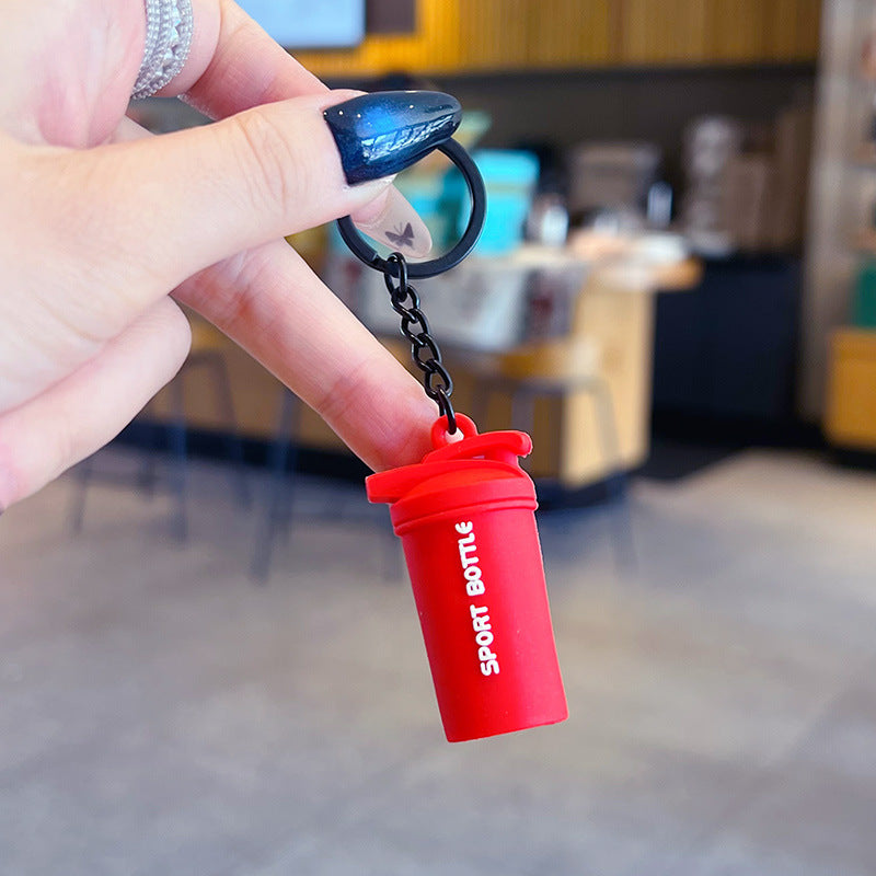 Creative sports fitness mini water bottle key chain school bag small pendant car key chain bag pendant small gift