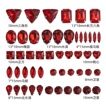 Mixed Four-Corner Claw Rhinestones - Silver Crystal Glass Hand-Sewn Wedding Dress Accessories 50pcs