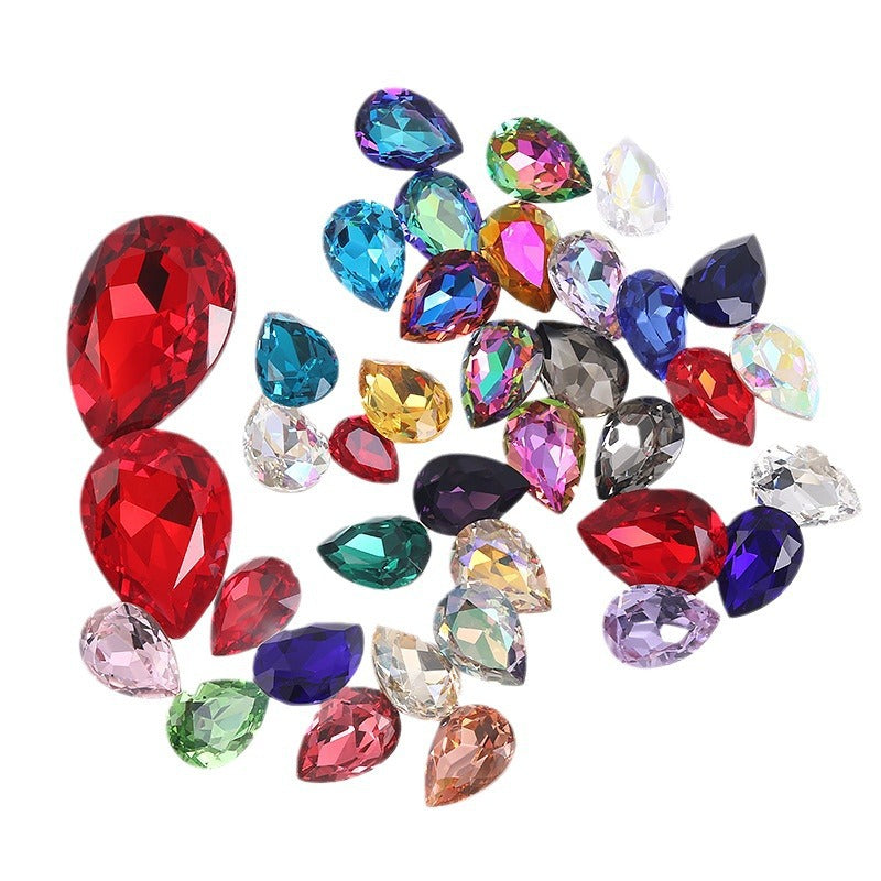 K9 high-end pear-shaped rhinestones, special-shaped rhinestones, real silver-plated base wedding dress accessories, pointed bottom pinkstone rhinestones