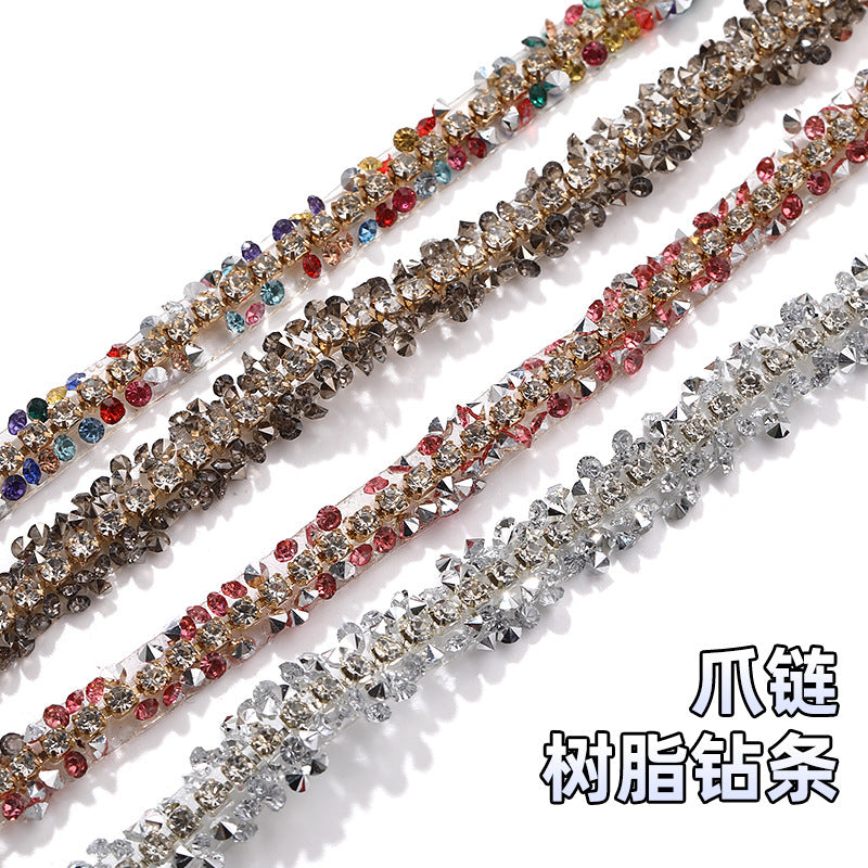 0.9mm wide double-sided tape peels off and sticks diamonds with rhinestone claw chains, diamond strips, colorful diamond chains, dense DIY accessories