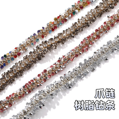 0.9mm wide double-sided tape peels off and sticks diamonds with rhinestone claw chains, diamond strips, colorful diamond chains, dense DIY accessories