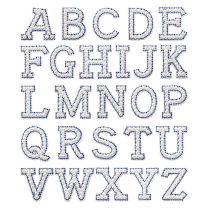 Blue diamond seamless adhesive 26 English letters for clothing and makeup bag decoration, non-woven fabric patch, adhesive backing