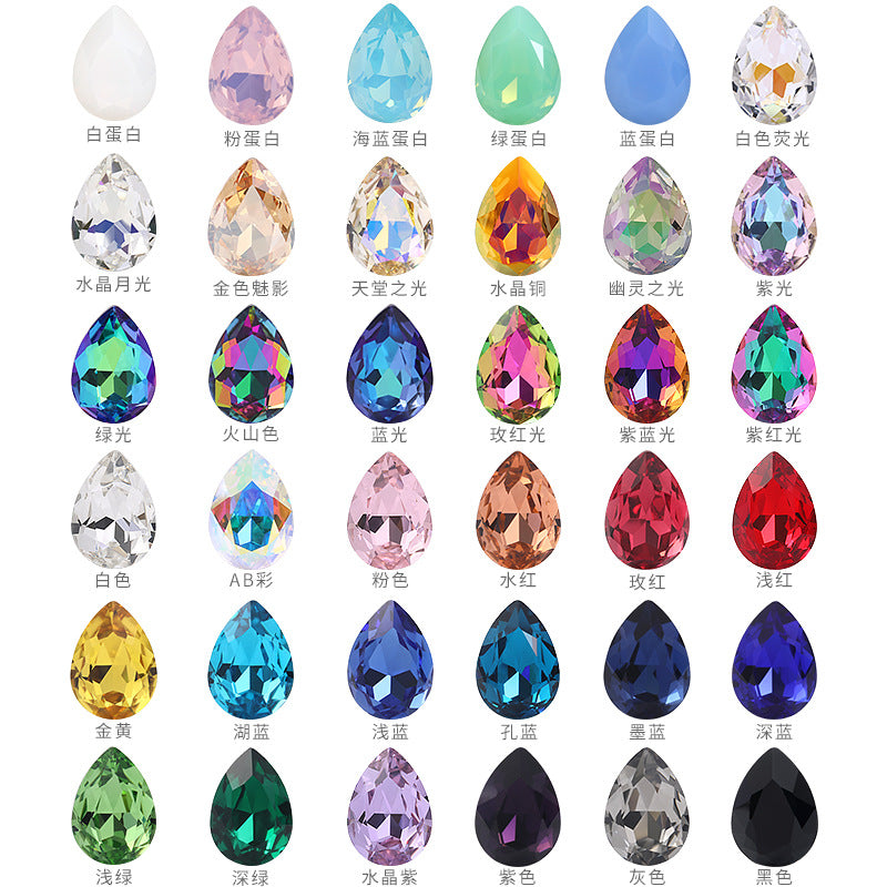 K9 material, pointed bottom pear-shaped rhinestone, color-resistant base, clothing crystal accessories, high-end pinkstone rhinestone
