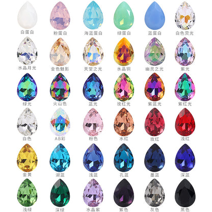 K9 high-end pear-shaped rhinestones, special-shaped rhinestones, real silver-plated base wedding dress accessories, pointed bottom pinkstone rhinestones