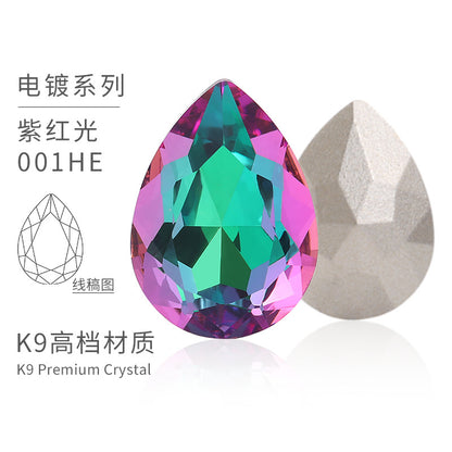 K9 material, pointed bottom pear-shaped rhinestone, color-resistant base, clothing crystal accessories, high-end pinkstone rhinestone
