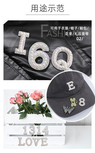 English Letter Hot Patch Stickers - 26 Letters White Imitation Pearl DIY Clothing Accessories