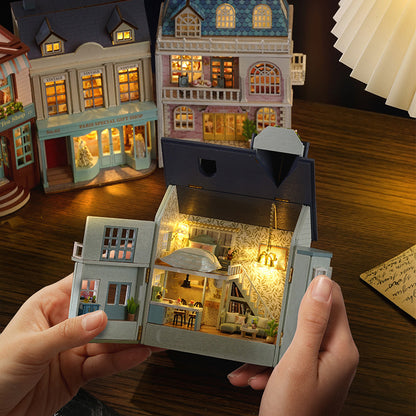 Wisdom House DIY Cottage Mini Home Series Wooden Handmade Can Be Opened and Closed Homemade Multi-level Gift Girls
