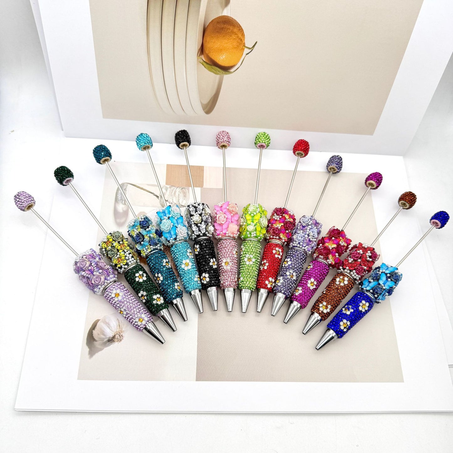new DIY luxury full diamond pen butterfly pearl daisy rose series ballpoint pen business cute pen