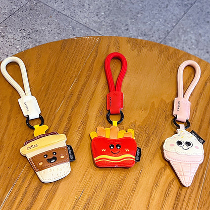 Creative PU Leather Gourmet Keychain Pendant Cute Couple Car Keychain Bag Pendant Small Gift Wholesale