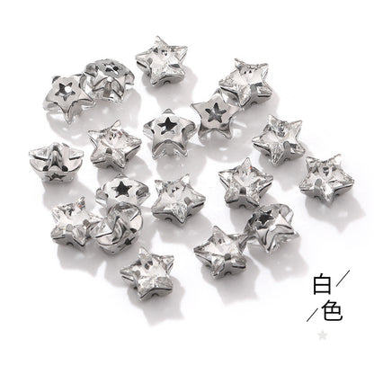 Best-selling 10mm five-pointed star stainless steel claw drill, ultra-glitter five-pointed star nail art clothing DIY accessory glass diamond