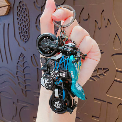 Creative Cartoon Cool Pullback Heavy Motorcycle Keychain - School Bag Ornament Car Key Chain Small Gift