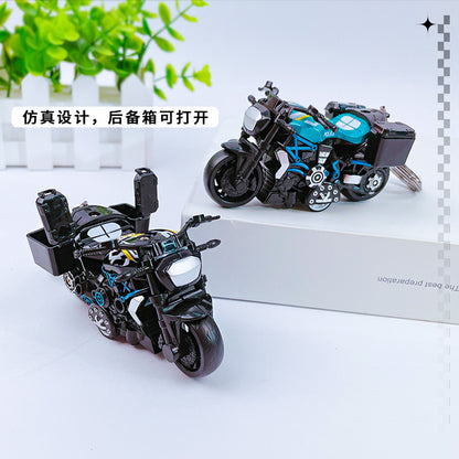 Creative Pullback Motorcycle Model Keychain - Cartoon Alloy Pullback Car Toy Model Pendant Small Gift