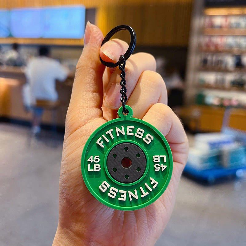 Creative Mini Fitness Barbell Piece Keychain Pendant Couple Car Bag Keychain Sports Small Pendant Wholesale