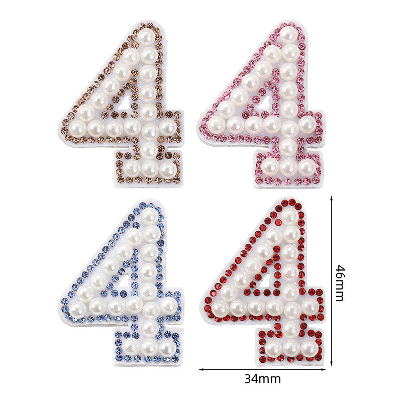 Wholesale 0-9 Pearl Nonwoven Fabric Colorful Digital Stickers with Adhesive Number Stickers DIY Creative Clothing and Bag Decorations