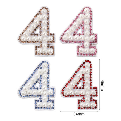 Wholesale 0-9 Pearl Nonwoven Fabric Colorful Digital Stickers with Adhesive Number Stickers DIY Creative Clothing and Bag Decorations