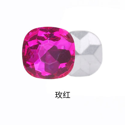 Fat square pointed sole special-shaped diamond earrings, nail art diamond accessories, shoes, bags, clothing, crystal accessories, pointed sole fat square diamonds