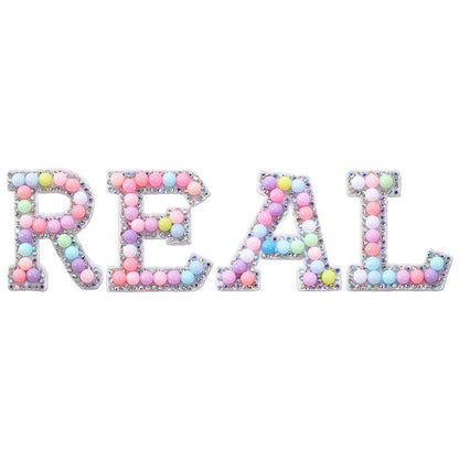 Macaron letter stickers, 26-letter English DIY accessories, clothing accessories, faux pearl and rhinestone appliqué set