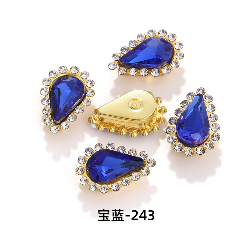 Colorful pointed waterdrop sunflower edged flower plate diamonds double-layer hand-sewn glass diamonds - clothing, hair accessories, DIY accessories