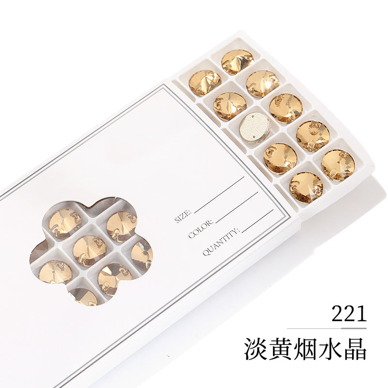 Flat Bottom Hand-Sewn Diamond K9 Satellite Round Flat Buckle Double Hole Punched Hand-Sewn Diamond Wedding Dress Apparel Accessories Super Flash Satellite