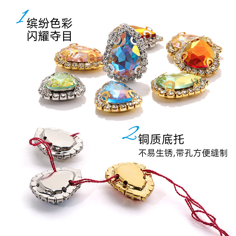 Waterdrop edge claw claw diamond light color crystal buckle thickened sole support, manual perforation, hand-stitched diamond shoes, hats, clothing, and accessories