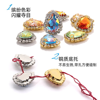 Waterdrop edge claw claw diamond light color crystal buckle thickened sole support, manual perforation, hand-stitched diamond shoes, hats, clothing, and accessories