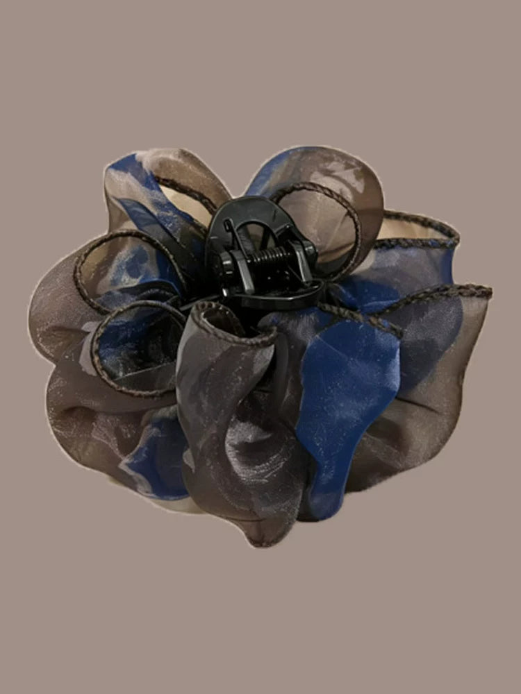 Korean style elegant high-end new organza floral claw clip for women, sophisticated hair clip, back hair clip, hair clip for the back of the head, hair accessory