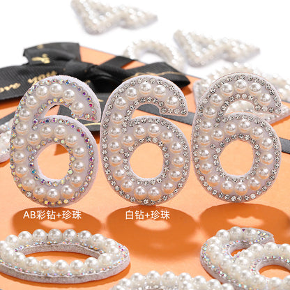 Hot Patch Non-Woven Digital Patches - DIY Clothing Accessories White Imitation Pearl Diamond