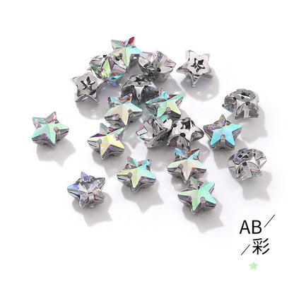 Best-selling 10mm five-pointed star stainless steel claw drill, ultra-glitter five-pointed star nail art clothing DIY accessory glass diamond