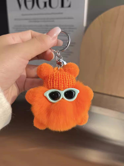 Cute otter rabbit fur small briquette bag pendant ornament school bag eye doll pendant cartoon doll keychain