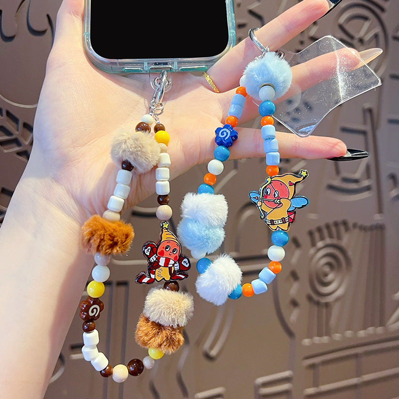 Creative DIY star doll hairball beaded mobile phone chain doll pendant handmade bag keychain pendant