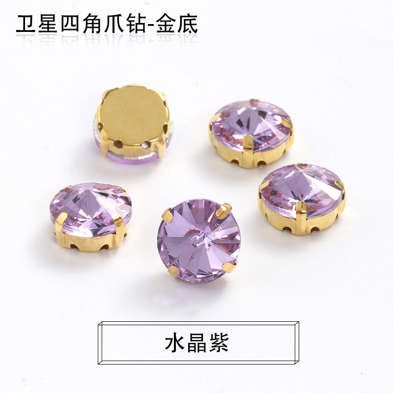 Xichuan new gold background satellite square corner hand sewing drill claw drill DIY clothing collar dress accessories material wholesale